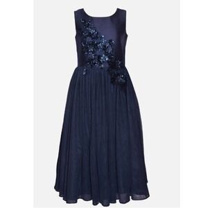 Iris & Ivy Girls Navy Sequin Appliqué Formal Party Gown NWT Size 7